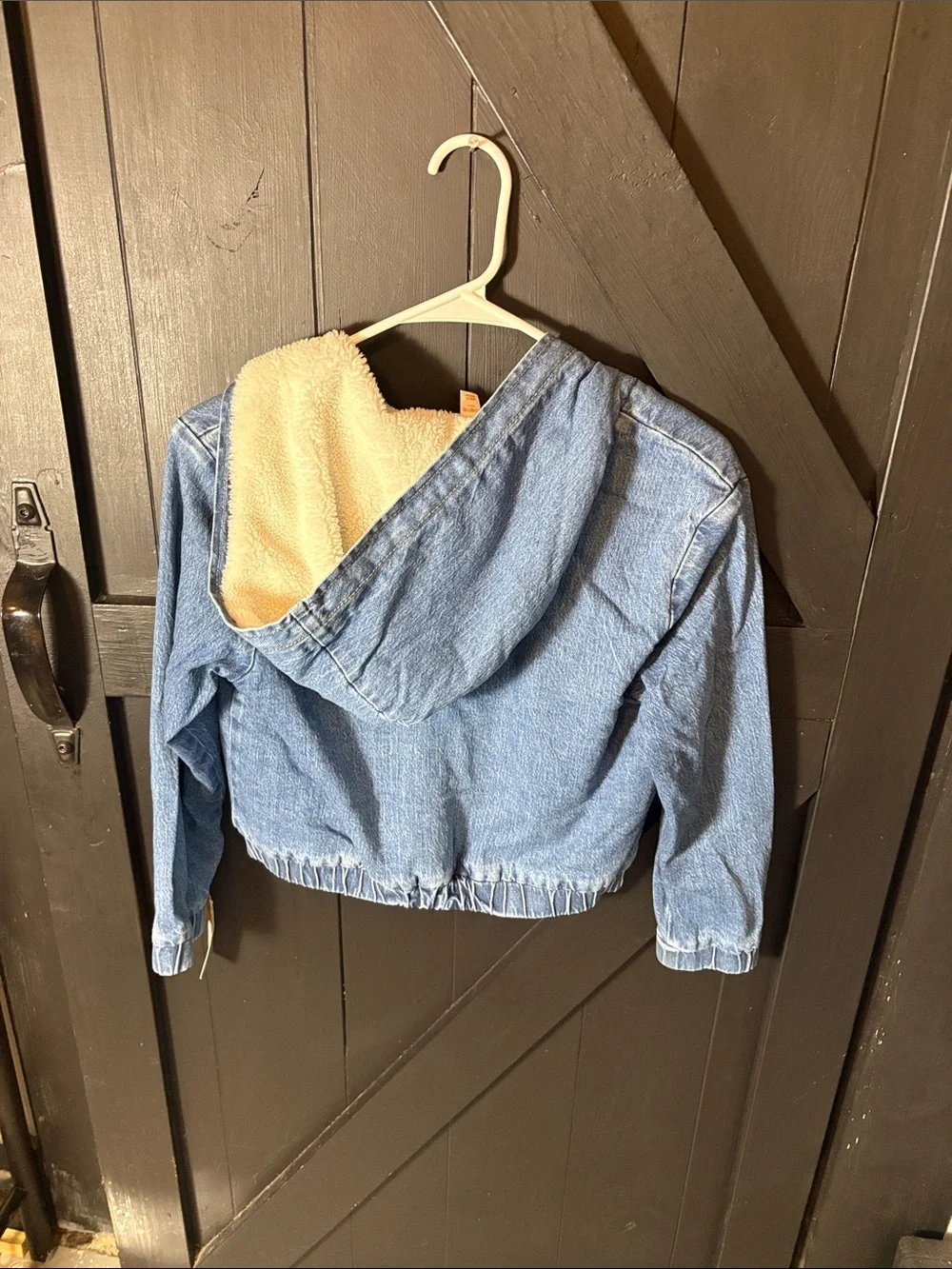 Cat & Jack Light Blue Denim Hooded Jacket with Cream Sherpa Lining